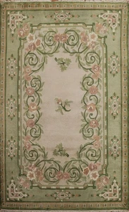Beige/ Green Nepalese Accent Rug 4x6 Handmade Wool Traditional Oriental Carpet - Picture 1 of 19