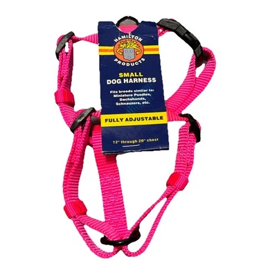 🔥Arnés Hamilton ajustable cómodo de nailon para perros 5/8" x 12-20" ROSA NUEVO CON ETIQUETAS🔥 Foto 1 de 2