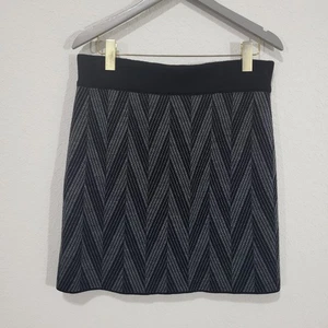 Kenar Skirt Womens Large Short Mini Black Gray Wool Blend Sweater Knit Stretch - Picture 1 of 11