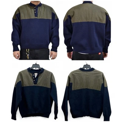 Suéter Filson $599 Azul Marino/Verde Lana Merino Encerada Henley Guide #710 Talla XL Foto 1 de 4