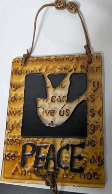 Placa de arte en vidrio de paz con motivo de paloma colgante de pared Foto 1 de 3