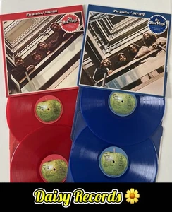 The Beatles-1962-1966 & 1967-1970 1978 UK *Red & Blue Vinyl* w/Hype Stickers EX - Picture 1 of 11