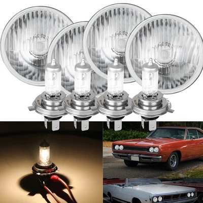 4pcs for 1962-1974 Ford Galaxie 500 5.75" 5-3/4inch Halogen Headlights Upgrade - Image 1 of 4
