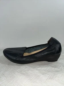 Geox Womens Respira Black Pebble Leather Wedges 39/9 Flat Ballet Shoes Comfort - Picture 1 of 20