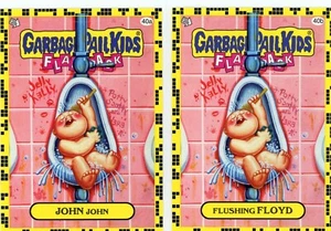 2011 Garbage Pail Kids Flashback 2 JOHN JOHN & FLUSHING FLOYD 40A/B Stickers - Picture 1 of 1