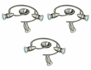 3 x Eglo 24726 'Magnum' Spiral Triple Plate Light Fittings 3xGU10 Satin Nickel - Picture 1 of 2