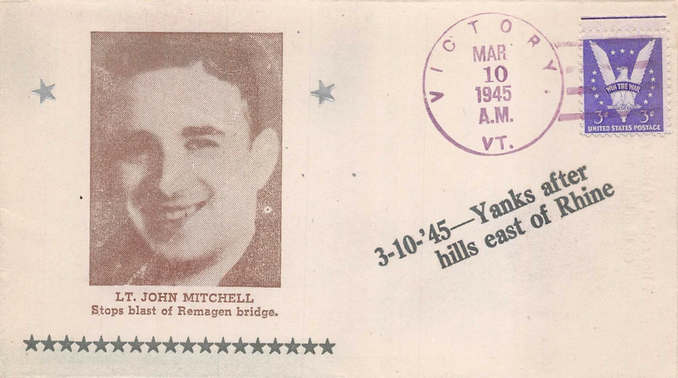 3/10/45 Lt. John Mitchell stops blast of Remagen Bridge William S Linto [106769] - Image 1 of 1