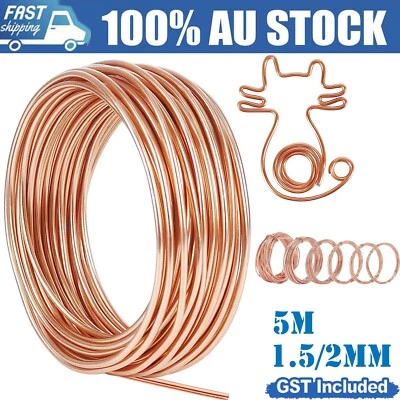0.6-3.5MM Pure Bare Solid Bright Copper Wire Bonsai Jewellery DIY Craft Copper - image 1 of 4