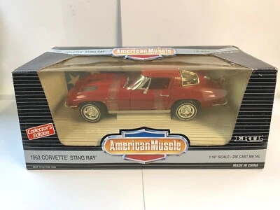 AMERICAN MUSCLE 1963 CORVETTE STING RAY 1/18" SCALE DIE CAST METAL ERTL #7359 - Image 1 of 4