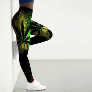 NEW ARRIVAL...Weed Leaf 3D Print  Legging. SIZE......L...12 - Picture 1 of 1