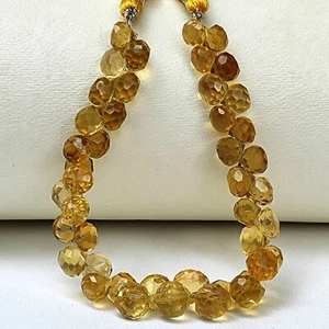Natural Honey Quartz Gems 7 to 8 mm Size Faceted Onion Briolette Beads 7" Strand - Picture 1 of 11