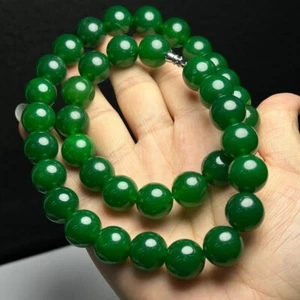 RARA collane giadeite giada perle birmane verde ghiaccio tondo naturale certificato 14 mm - Foto 1 di 6