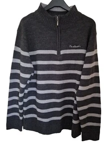 Pierre Cardin Grey Striped 1/4 zipped front Jumper size xxl - Picture 1 of 3