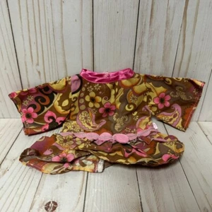 Abito Cavolo Patch Bambini Floreale Stile Anni 70 Rosa Giallo Girevoli Cintura Feltro - Foto 1 di 6