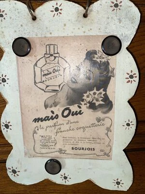 RARE Mais Oui Bourjois Ad MAGNETIC MESSAGE BOARD WALL Hanging Notes HOLDER Cute! - Image 1 of 4