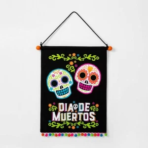 Letrero colgante de tela Día de Muertos de 18,5"x15,5" - Imagen 1 de 1