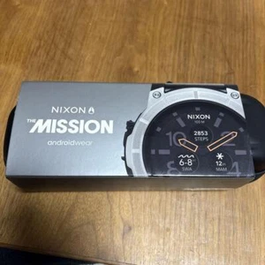 NIXON The Mission Smartwatch Color Rubber Gray Stainless Silver With Box Used - Picture 1 of 3