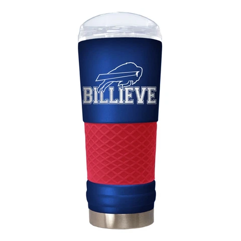 Buffalo Bills NFL 24oz BILLIEVE "The Draft" Stainless Steel Travel Tumbler FREE Cover