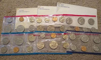 3 US Mints Sets 1979 1980 1981 p d s all early sba anthony dollars uncirculated - Image 1 of 3