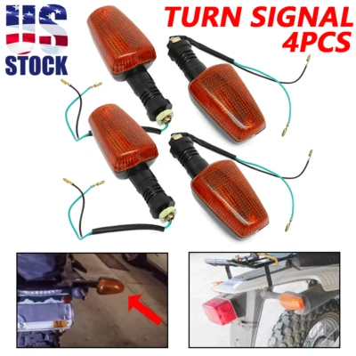 4PCS Amber Rear Turn Signal Lights For Yamaha TW200 XT225 XT250 FZR400 FZR600 US - Image 1 of 4