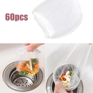 60pcs Disposable Filter Mesh Bag Kitchen Sink Strainer Trash Bag Garbage - Picture 1 of 12