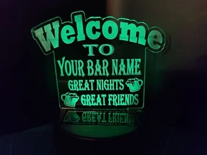Solarleuchte Höhle Garten Kneipe Schuppen Wand oder freistehende Bar offen Schild LED - Bild 1 von 5