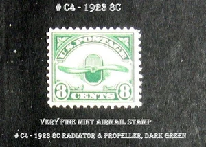 A Great US VF Mint Airmail Stamp # C4 - 1923 8c Radiator & Propeller dark green - Picture 1 of 2
