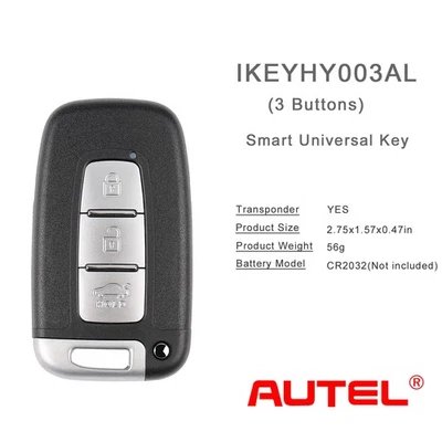 Autel IKey Universal Smart Car Key 3 Buttons For Hyundai Premium IKEYHY003AL - Image 1 of 4