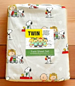 Peanuts Twin Sheet Set Snoopy Woodstock Charlie Brown Hot Chocolate Winter Cold - Bild 1 von 8
