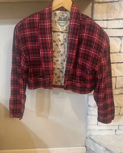 Chaqueta corta a cuadros Jou Jou vintage para mujer pequeña forro estampado esquí años 90’s Y2K - Imagen 1 de 8