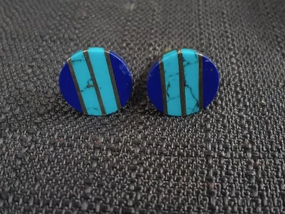 Vintage  Mexico  Sterling Silver 925 Turquoise Cufflinks  - Image 1 of 4