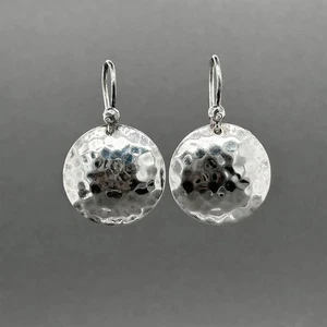 Estate Ippolita Sterling Silver Classico Hammered Dome Dangle Earrings - Picture 1 of 6