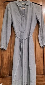 Wms Größe 8 100 % Seide gedecktes blaues Kleid mit Pin Biesen vorne & hinten Seitentaschen alt $ - Bild 1 von 4