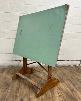 Vintage Adjustable Drafting Table Drafting Desk with Cast Iron Slides - Image 1 of 4