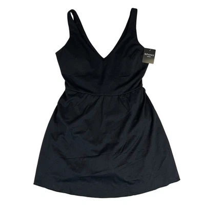 Nuevo con etiquetas Vestido de Natación Spanx Swim Piqué Forma Tanque Talla Mediana Muy Negro $198 Foto 1 de 4