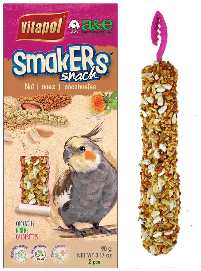 A&E CAGE COMPANY A&E Smakers Cockatiel Nut Stick Treat 2 Pack