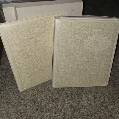 Conjunto de álbum de fotos con sello de colección recuerdos de boda etc oro perla marfil/crema lote x2 Foto 1 de 4