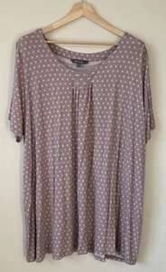 Ulla Popken Womens Dusty Rose A-Line Swing Tunic Top Size 24/26 Geo Print Casual - Picture 1 of 7