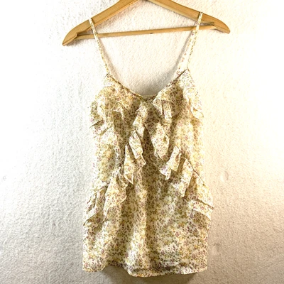 Camiseta sin mangas con volantes micro florales para mujer talla S femenina delicada Y2K hada romántica Foto 1 de 4