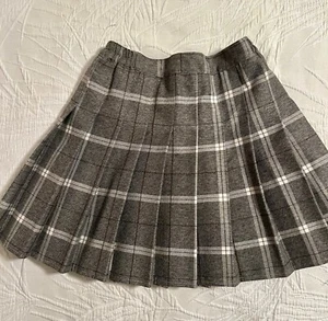 Juniors Women High Waist Skater Mini Flared Pleated Skirt Tennis Gray Plaid XS - Picture 1 of 1