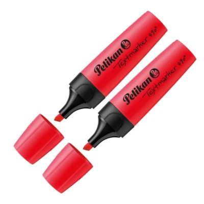 2 x Pelikan Textmarker Leuchtmarker Highlighter 490 Marker 2  5mm, rot - Bild 1 von 4