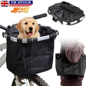 Bicycle Front Basket Foldable Bike Handlebar Bag Pet Carrier Frame Storage Pack - Picture 1 of 15