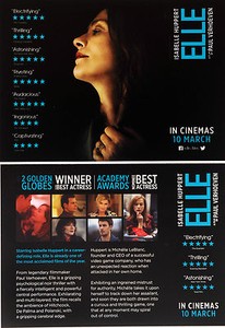 ELLE MOVIE FILM POSTCARDS X 2 ISABELLE HUPPERT PAUL VERHOEVEN