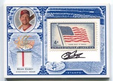2005 LEAF CENTURY STAMP USA FLAG AUTO RELIC #46 SEAN CASEY REDS 6/37