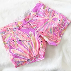 Lilly Pulitzer Callahan Purple Pink Palmetto Leaf Shorts Mid Rise Sz 2 - Picture 1 of 9
