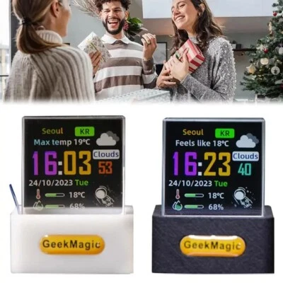 GeekMagic GIFTV Crystal Cube Photo Display Smart Weather Station White Color - Image 1 of 4