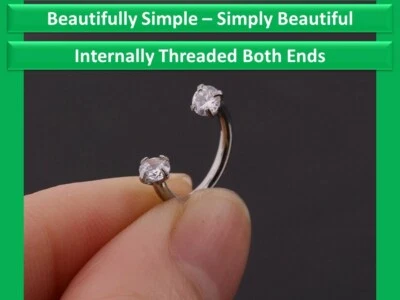 Attractive Internally Threaded Crystal Horseshoe Piercing Hoop Ring Gift - Image 1 of 4