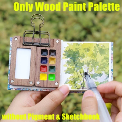 Travel Paint Set with 8 Grids Mini Wood Palette Box for Watercolor Painting - Image 1 of 4