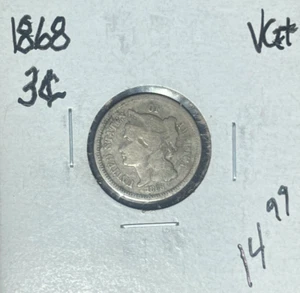 TRES CENTAVOS DE NÍQUEL 1868 ~ EN MUY BUEN ESTADO+ ~BONITA MONEDA~ - Imagen 1 de 2