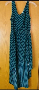 Soprano Juniors Green/Navy Chevron Sleeveless Racerback Hi-Low Maxi Dress Size L - Picture 1 of 7